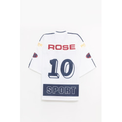 MARTINE ROSE WHITE NAVY OVERSIZED HOCKEY T SHIRT